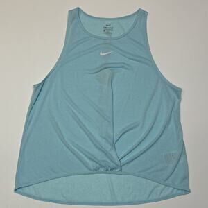 Nike Womens Tank Size Large Blue Dri Fit Sleeveless Just Do It Logo Ladies